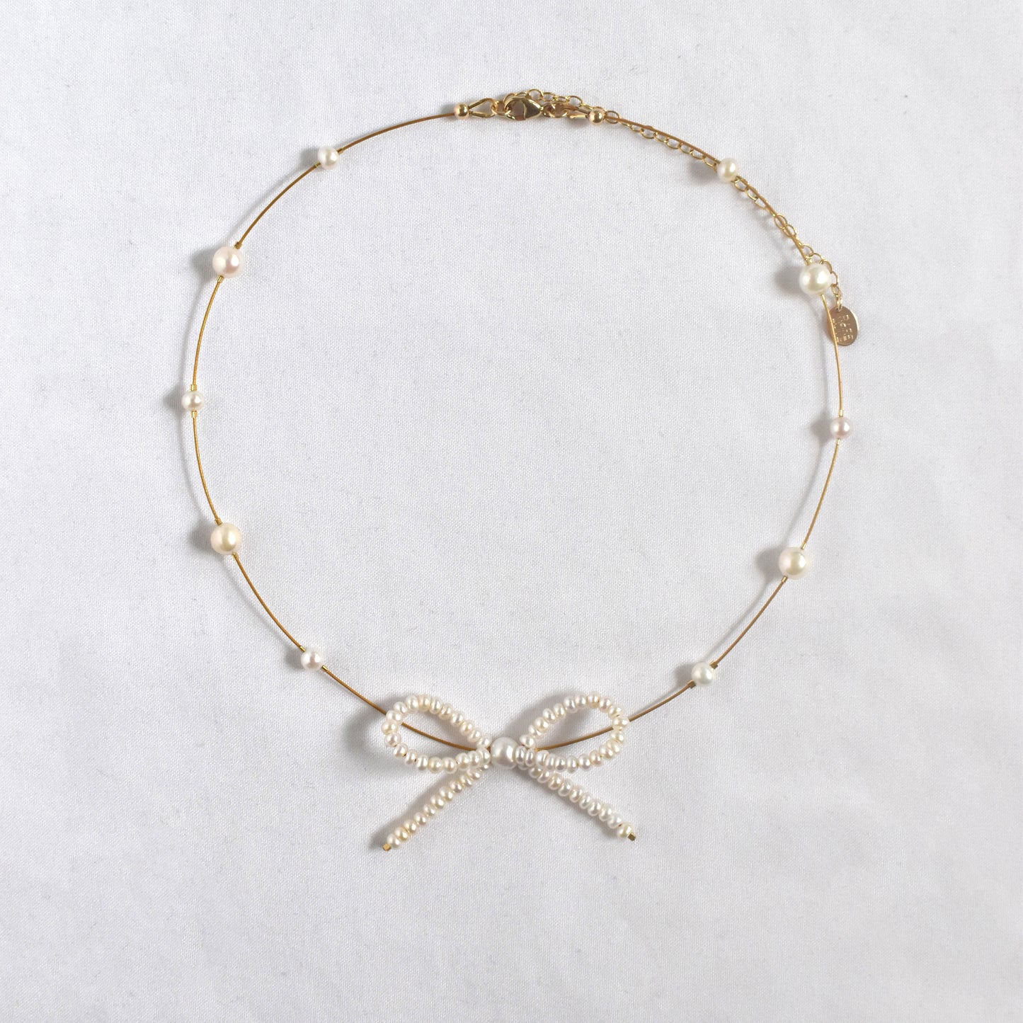 Mini Pearl Bow Necklace