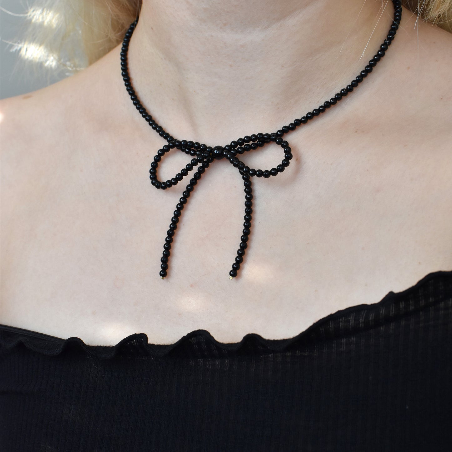 Onyx Bow Necklace