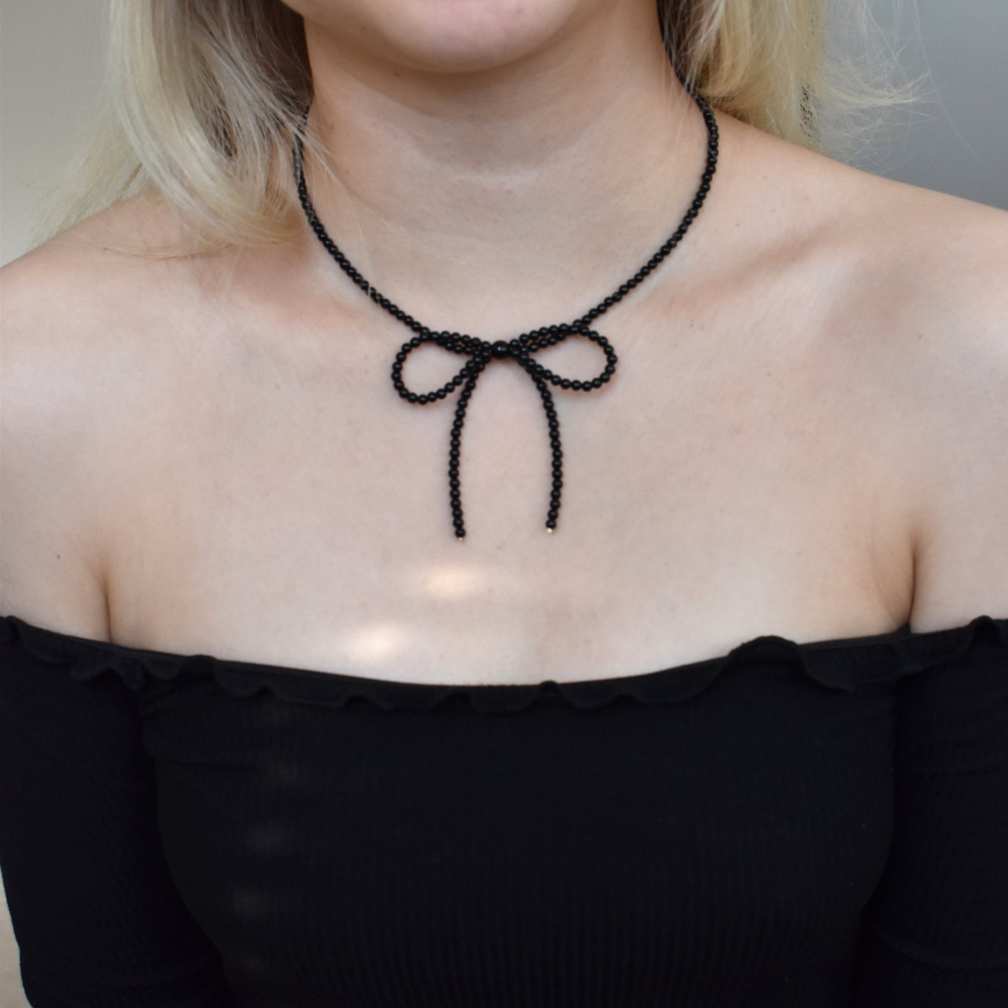 Onyx Bow Necklace