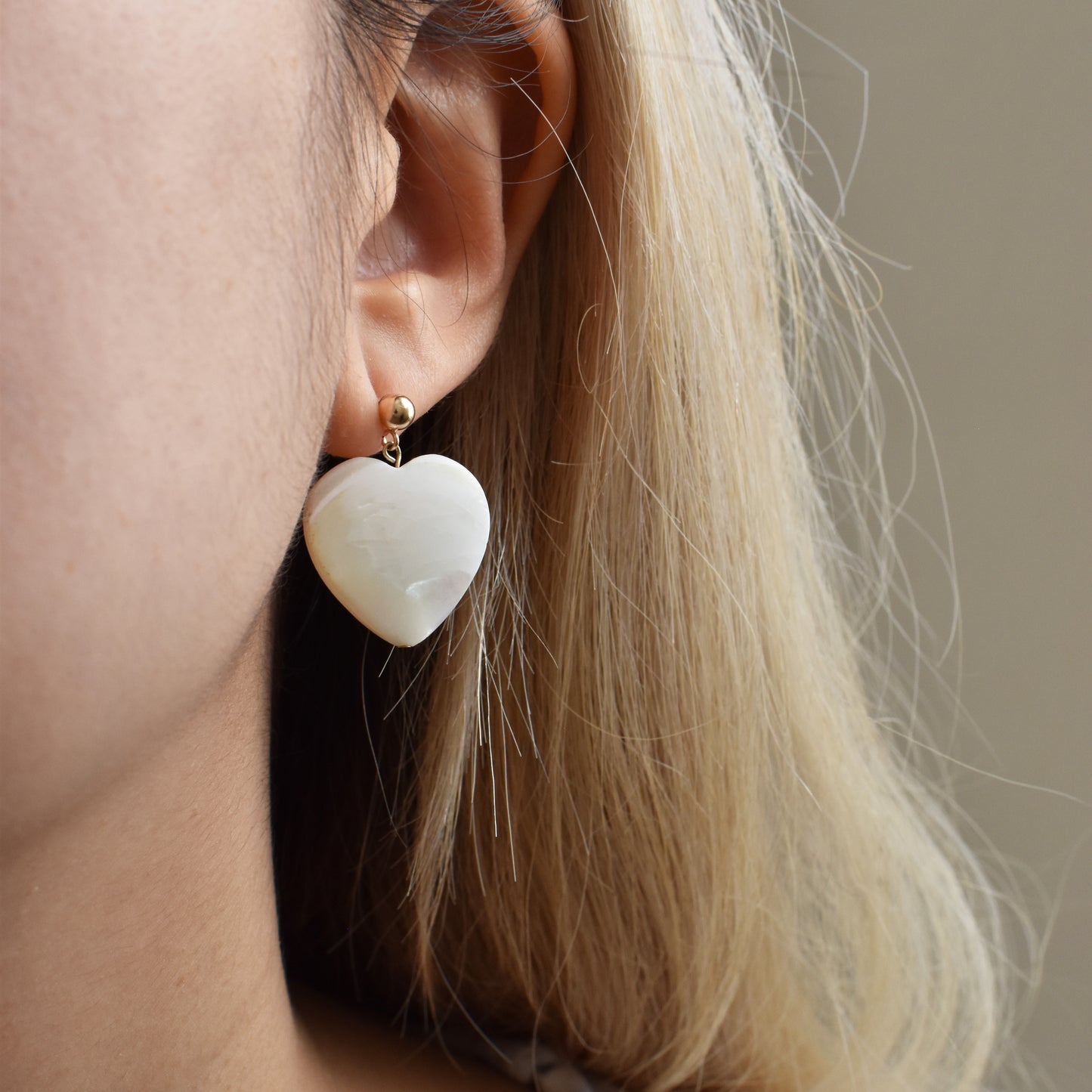 Mother Of Pearl Heart Earrings