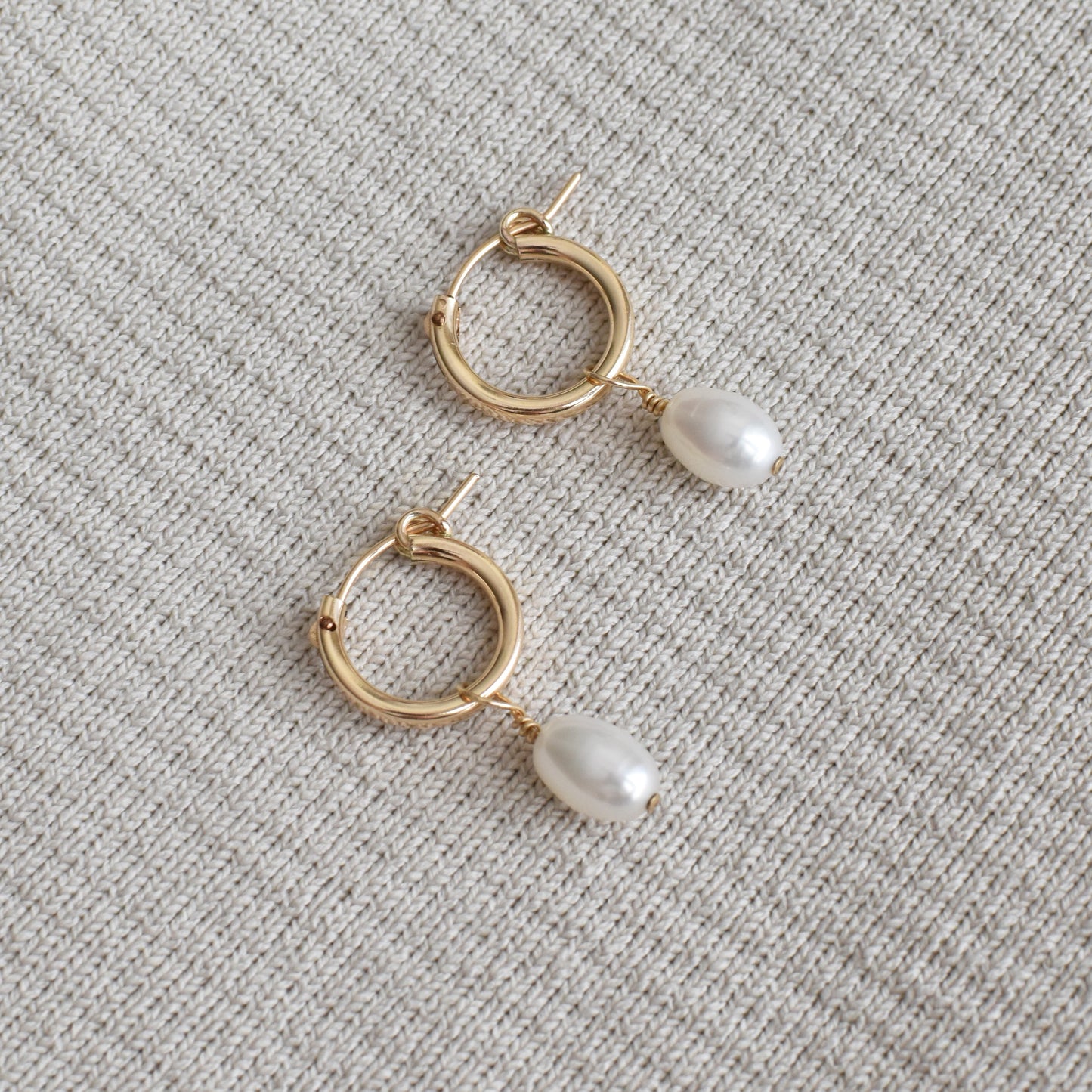 Pearl Drop Hoop Earrings