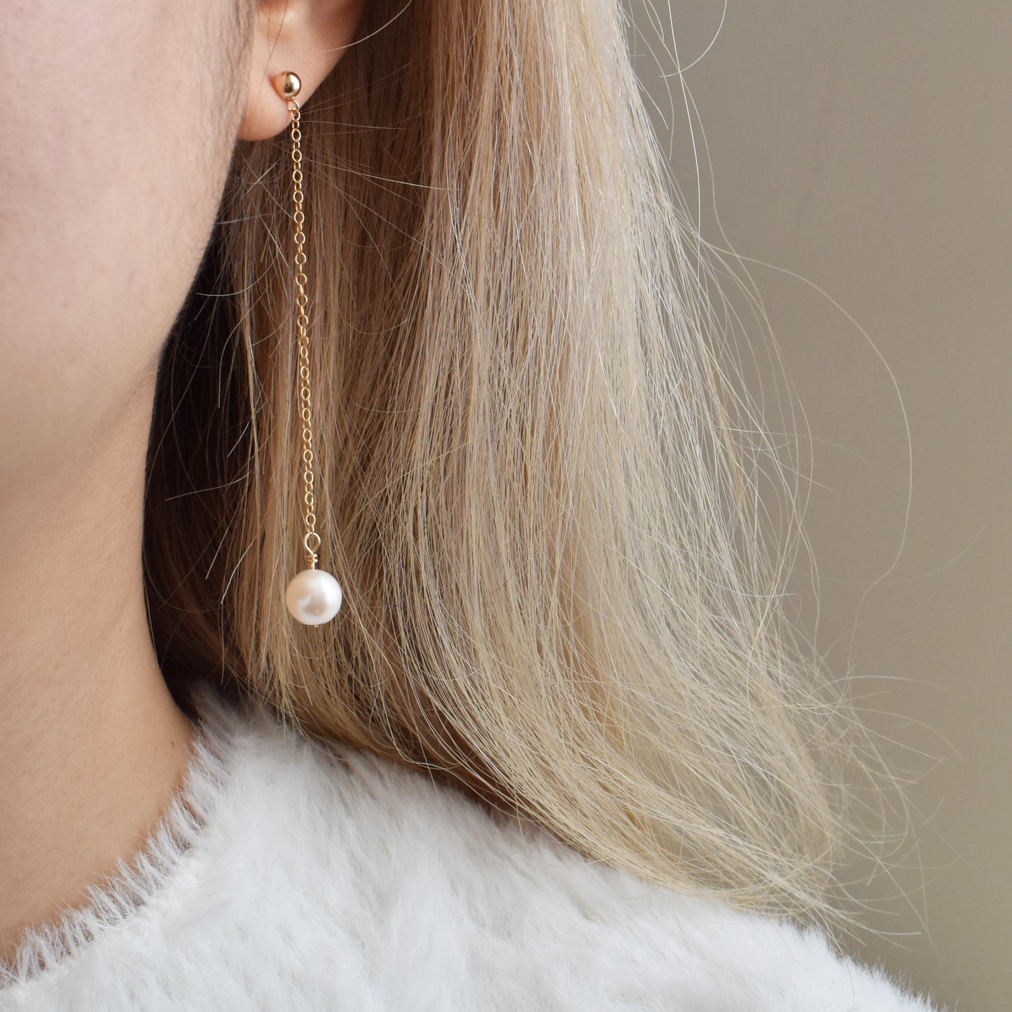 Pearl Long Drop Earrings