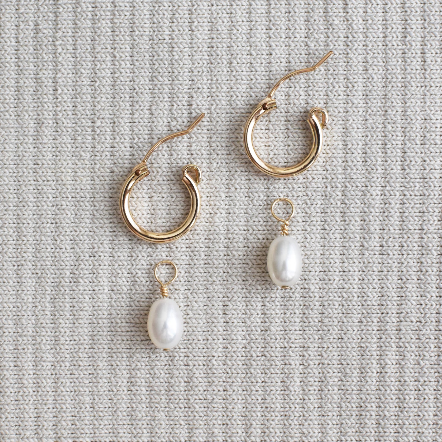 Pearl Drop Hoop Earrings